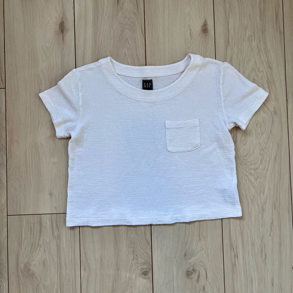 GAP Oversized Top Womens Short Sleeve Crepe Relaxed Boxy Fit Off White